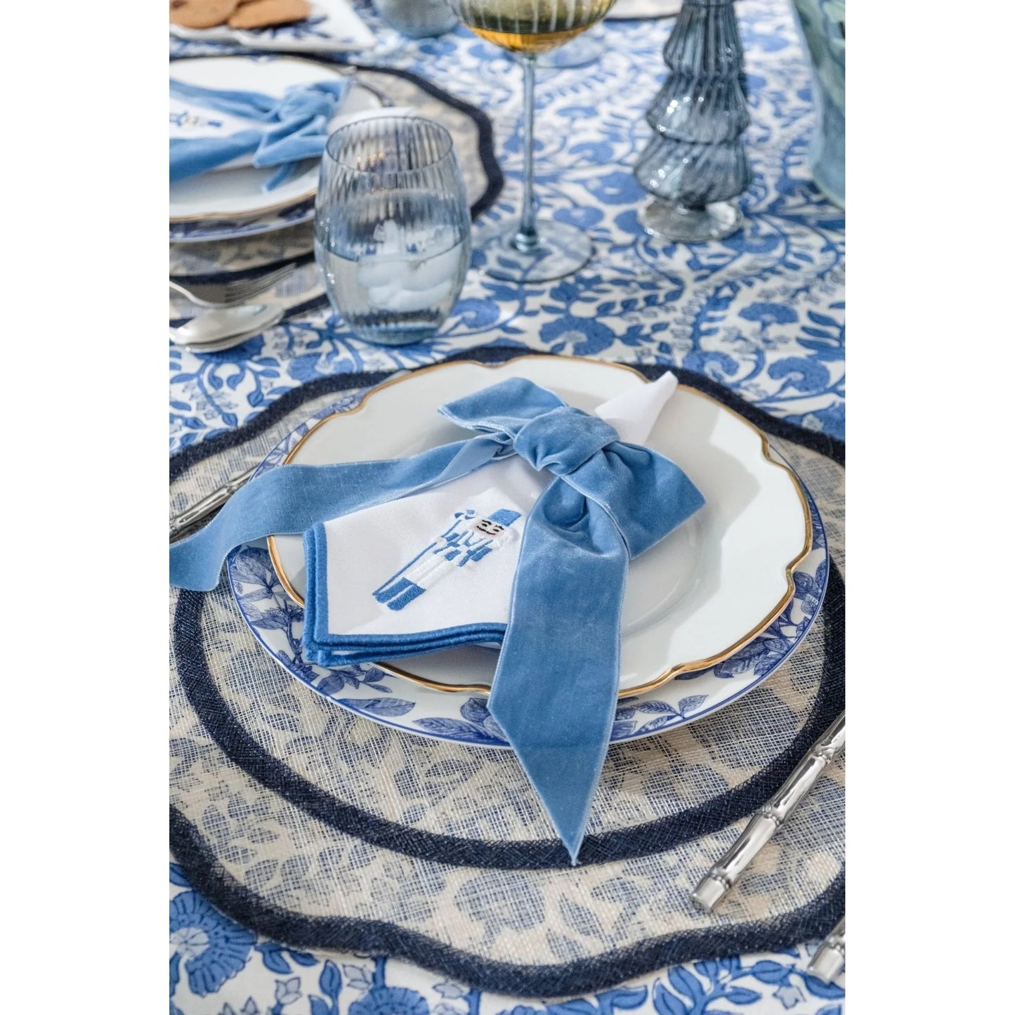 Dusty Blue Velvet Bow - Set of 2