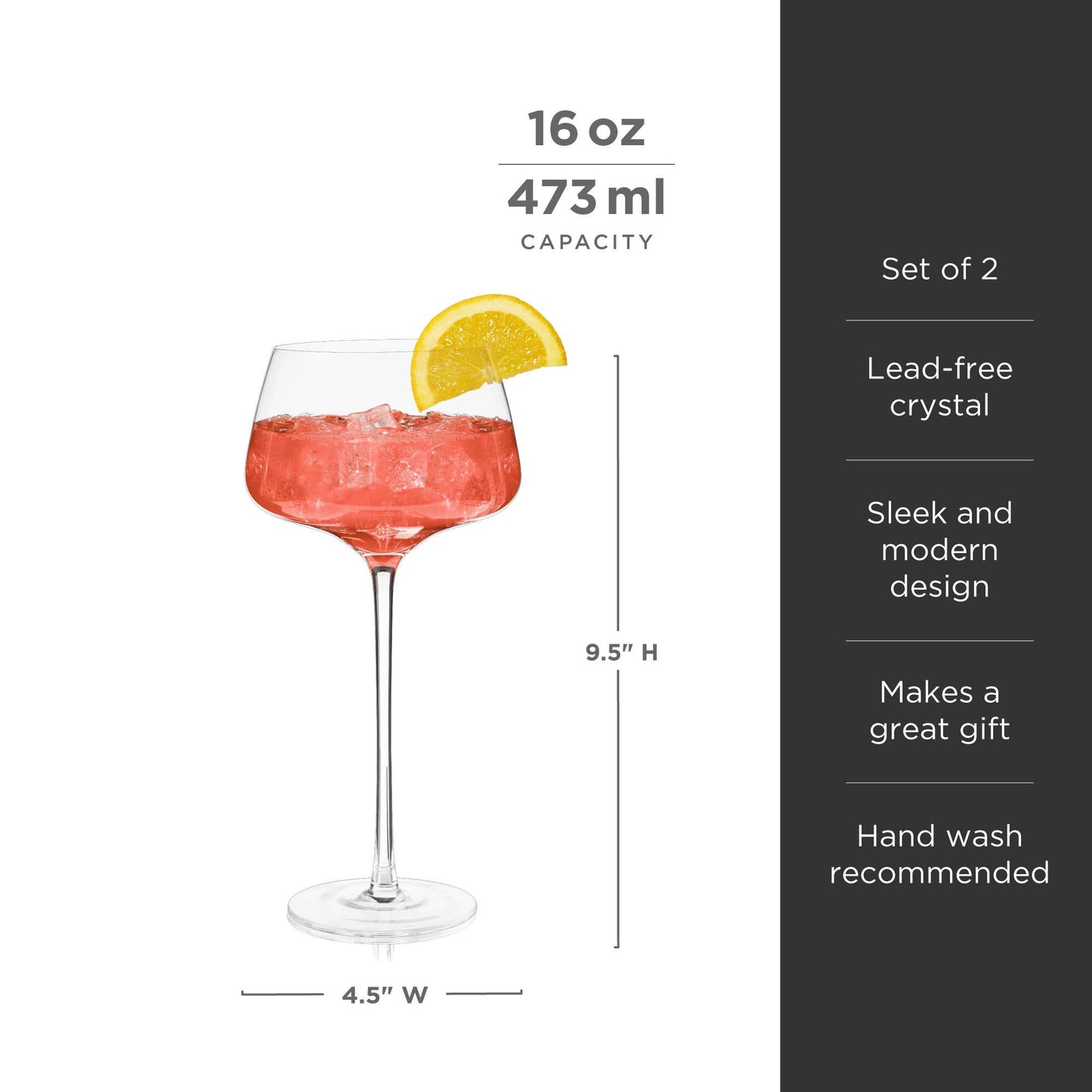 Raye™ Angles Crystal Stemmed Amero Spritz Glasses - Set of 2