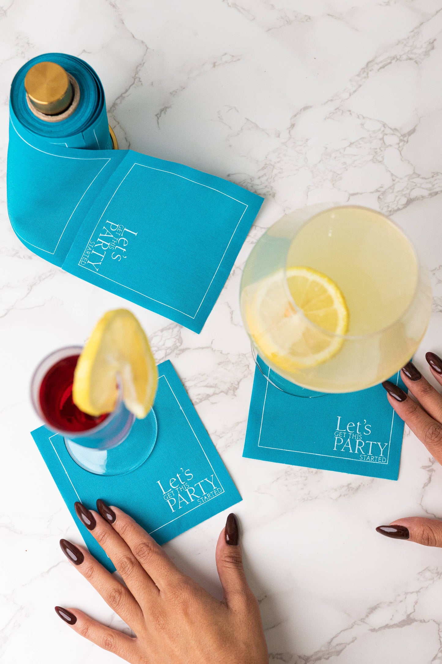 Real Teal Luxury Roll of Disposable Cotton Cocktail Napkins