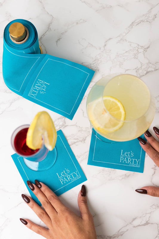 Real Teal Luxury Roll of Disposable Cotton Cocktail Napkins