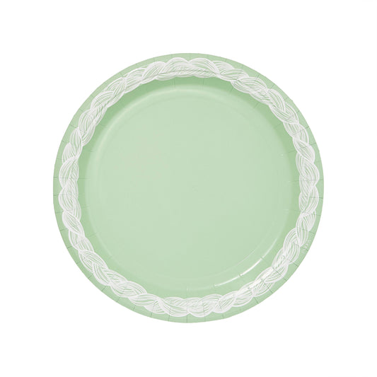 Needlepoint Jasperware Inspired Dinner Paper Plates Pk of 8: Green