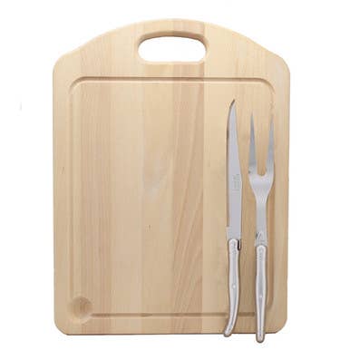 Jean Dubost Carving Set Stainless Steel and Carving Board