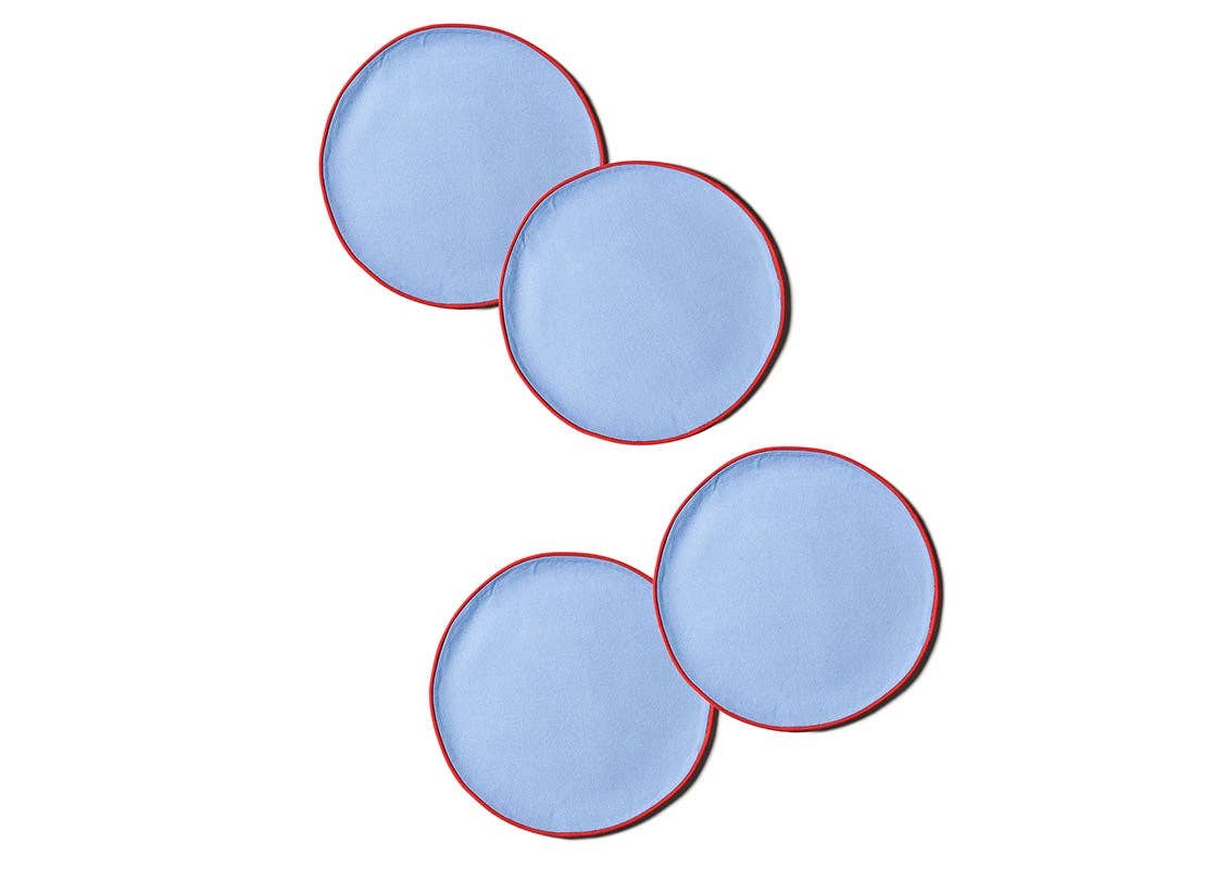 French Blue & Red Color Block Round Placemat - Set of 4