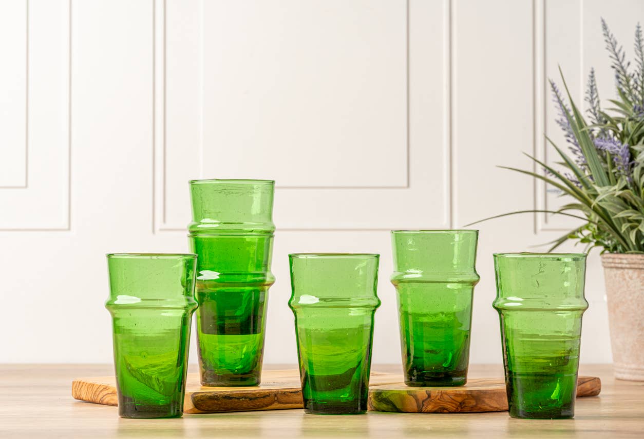 Green Moroccan Beldi Glassware - Set of 6