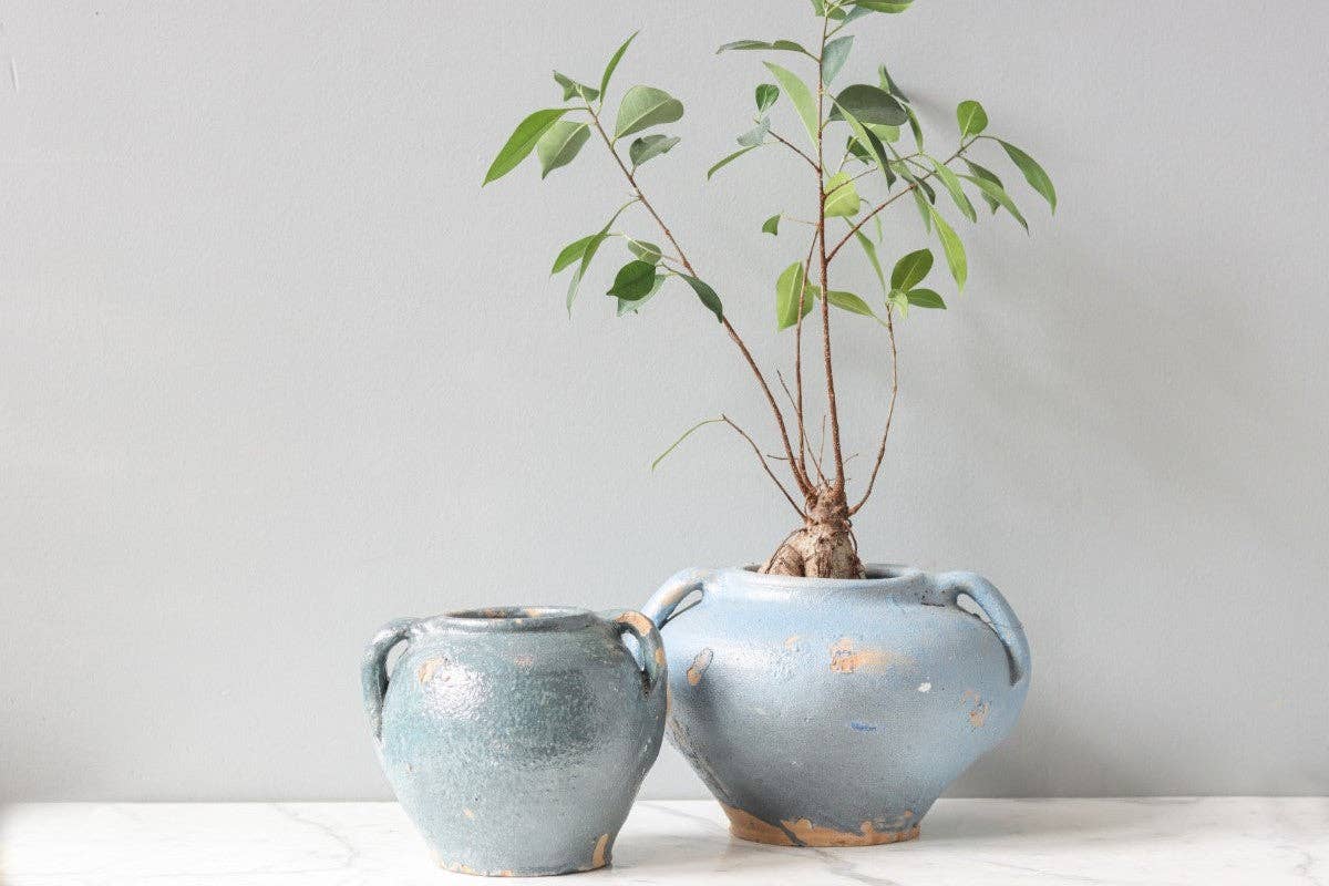 Found Blue/Green Tones Ceramic Confit Pot Vase Planter