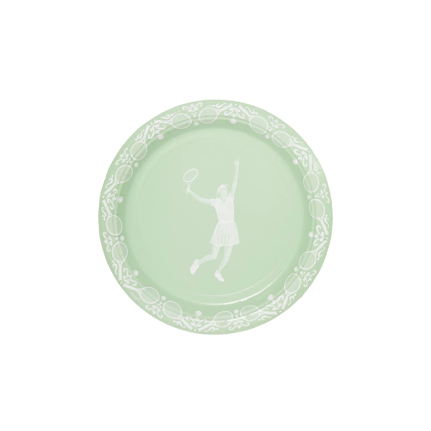 Tennis Jasperware Inspired Dessert Paper Plates - Set of 8: Green