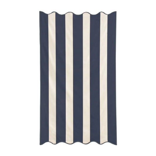 Large Scalloped Striped Beach Towel 90 x 170cm - 100% Cotton: Navy