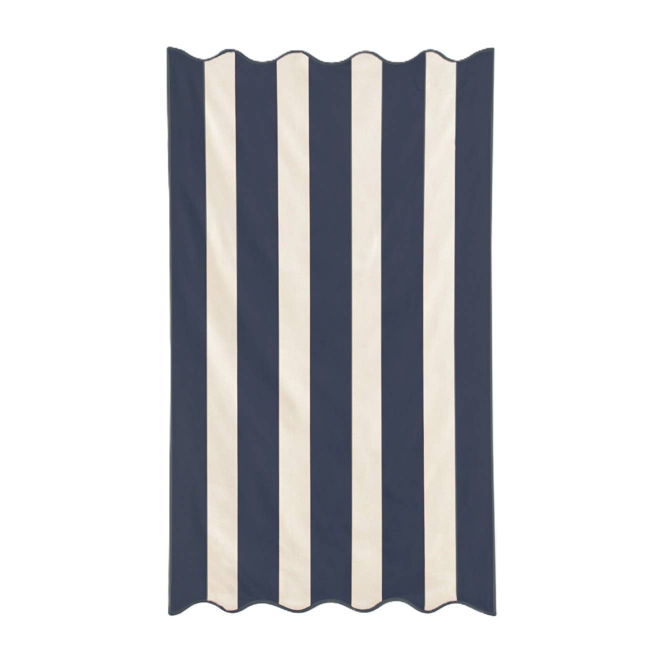 Large Scalloped Striped Beach Towel 90 x 170cm - 100% Cotton: Ice Blue