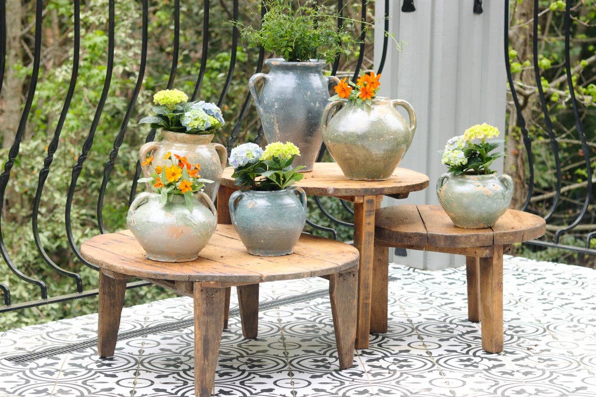 Found Blue/Green Tones Ceramic Confit Pot Vase Planter