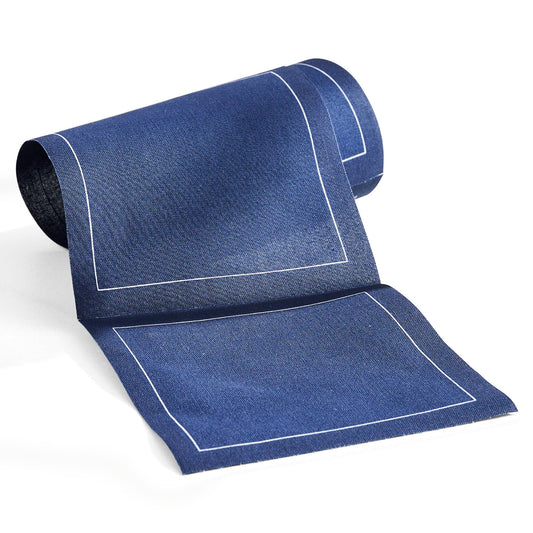 Navy Blue Midnight City Luxury Roll of Disposable Cotton Cocktail Napkins