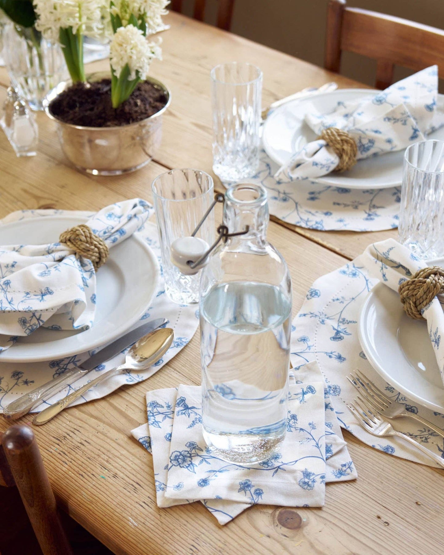 Garden Vine Delft Blue Cocktail Napkins, Set of Four: Delft Blue
