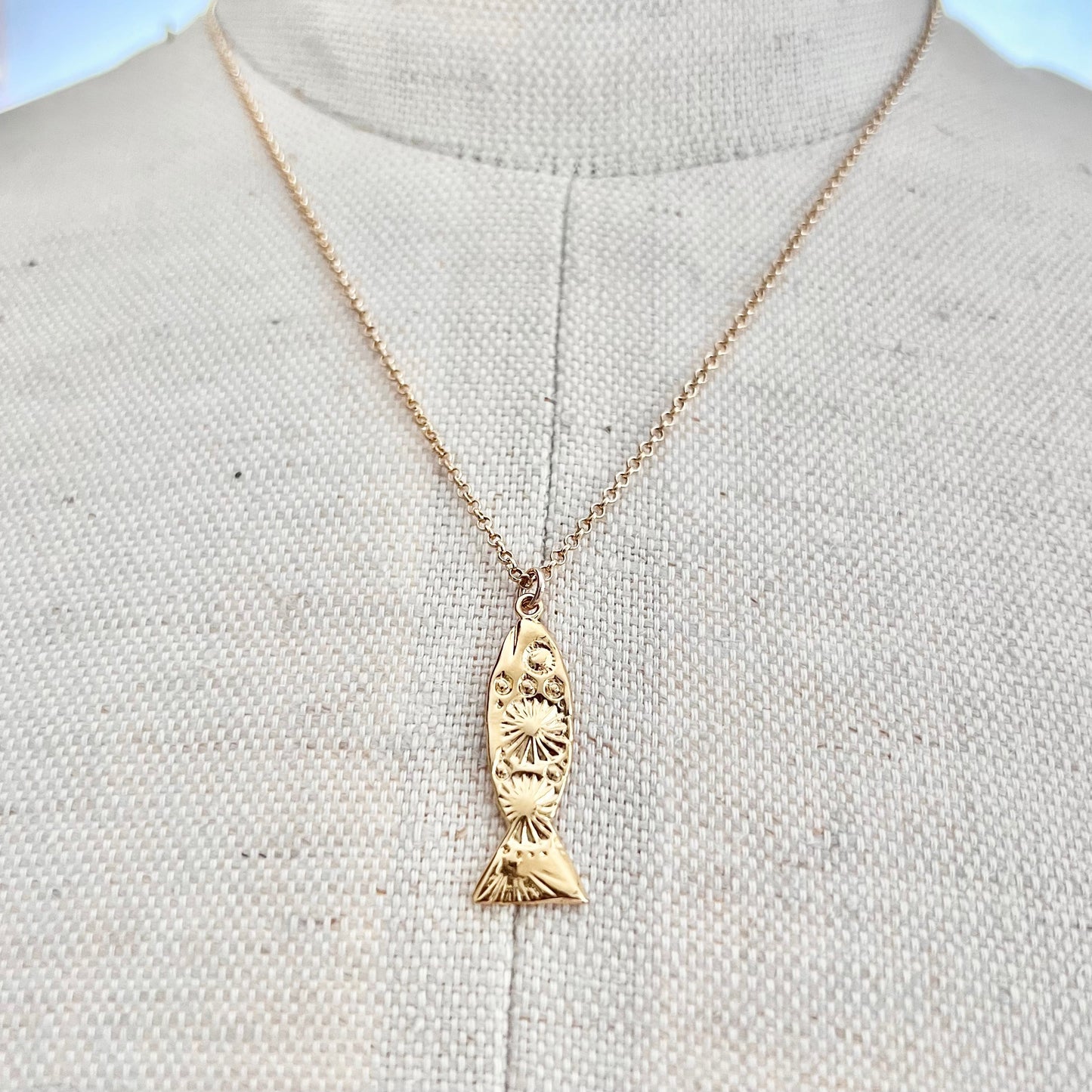 Gold Sun Fish Necklace