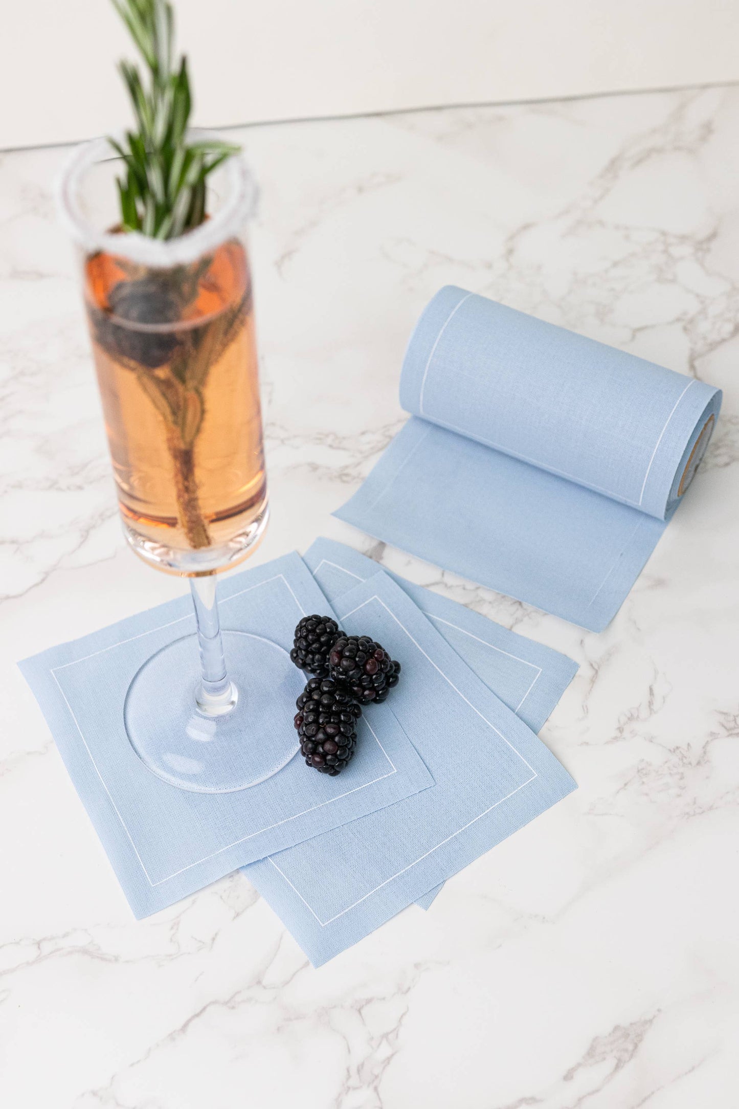Light Blue Glass Slipper Luxury Roll of Disposable Cotton Cocktail Napkins