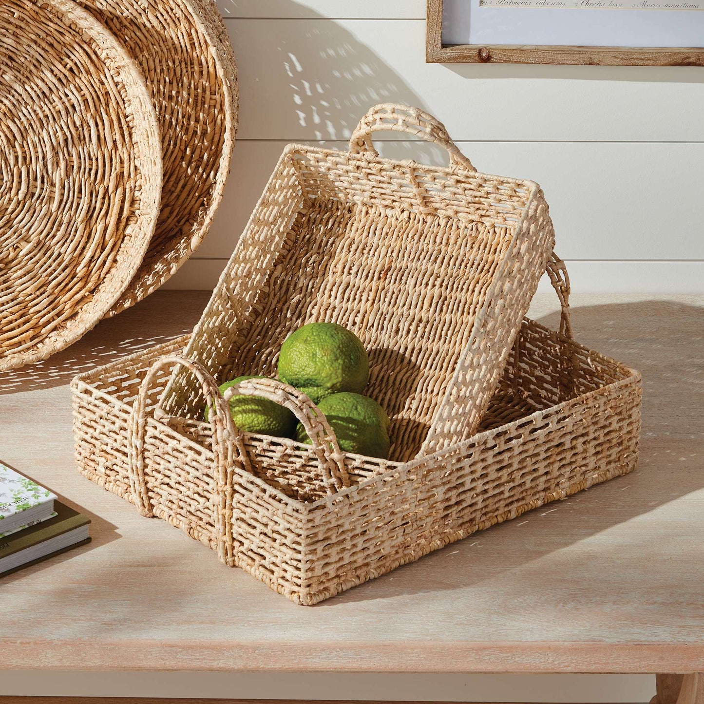 Juliet Abaca Nesting Rectangular Trays, Natural, Set of 2