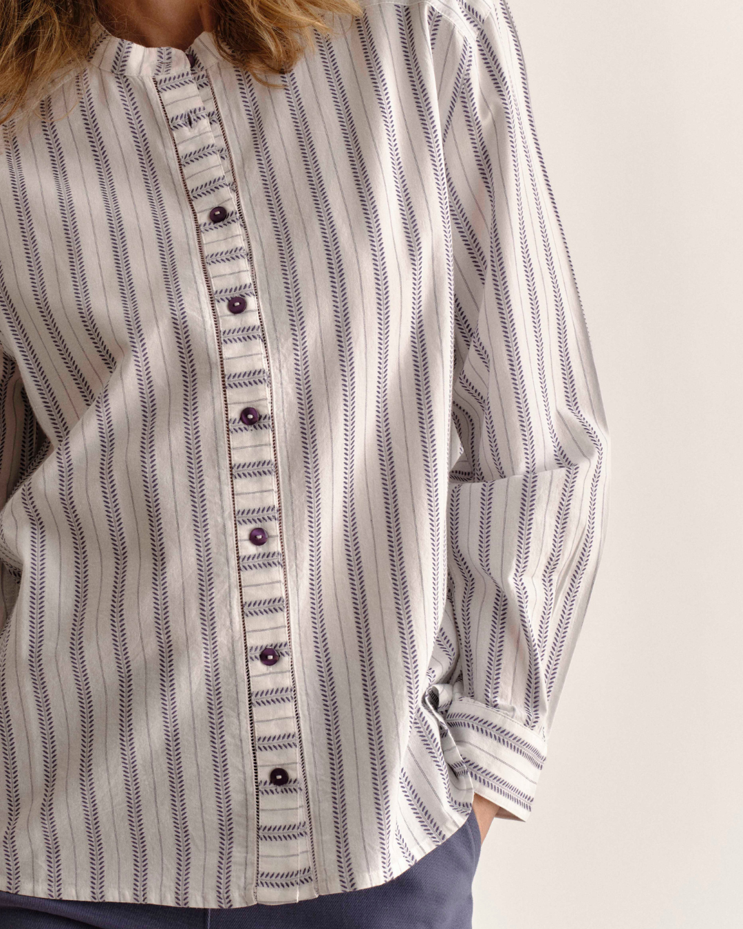 Rosalie Shirt-Coastal Indigo Stripe