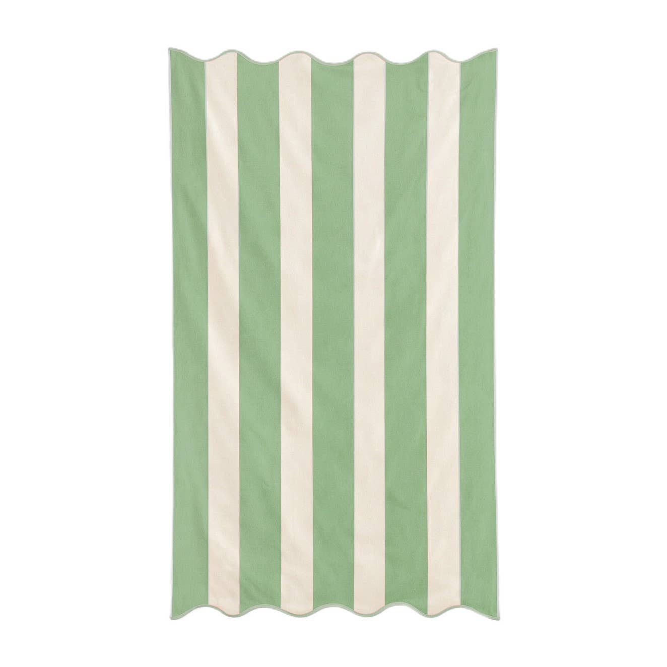Large Scalloped Striped Beach Towel 90 x 170cm - 100% Cotton: Ice Blue