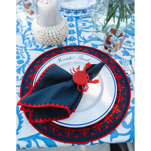 Cailini Coastal x Centre Pointe Coatue Placemats - Set of 2  in Midnight Blue & Poppy