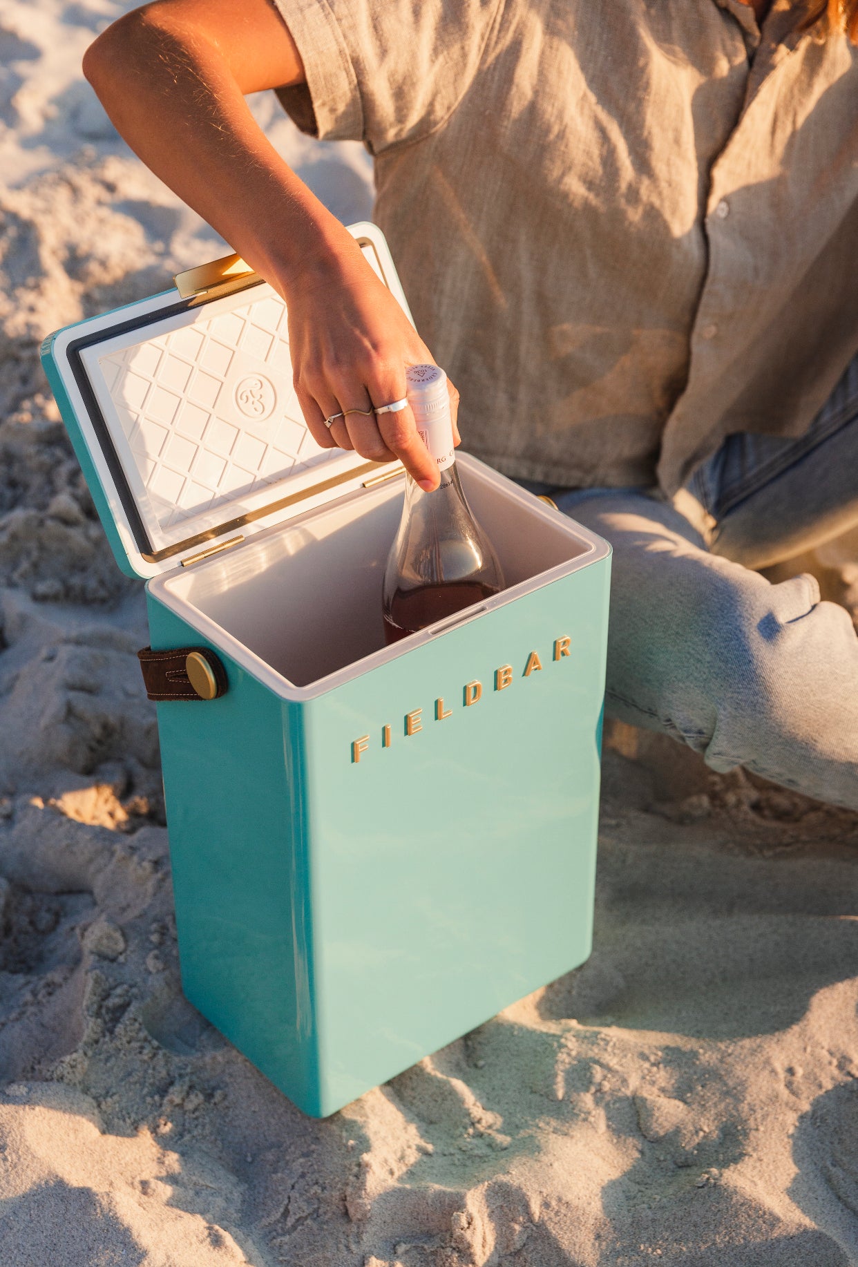 Drinks Box in Bazaruto Blue with Leather Sling