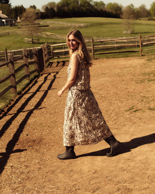 Bea Midi Skirt-Field Floral Embroidery