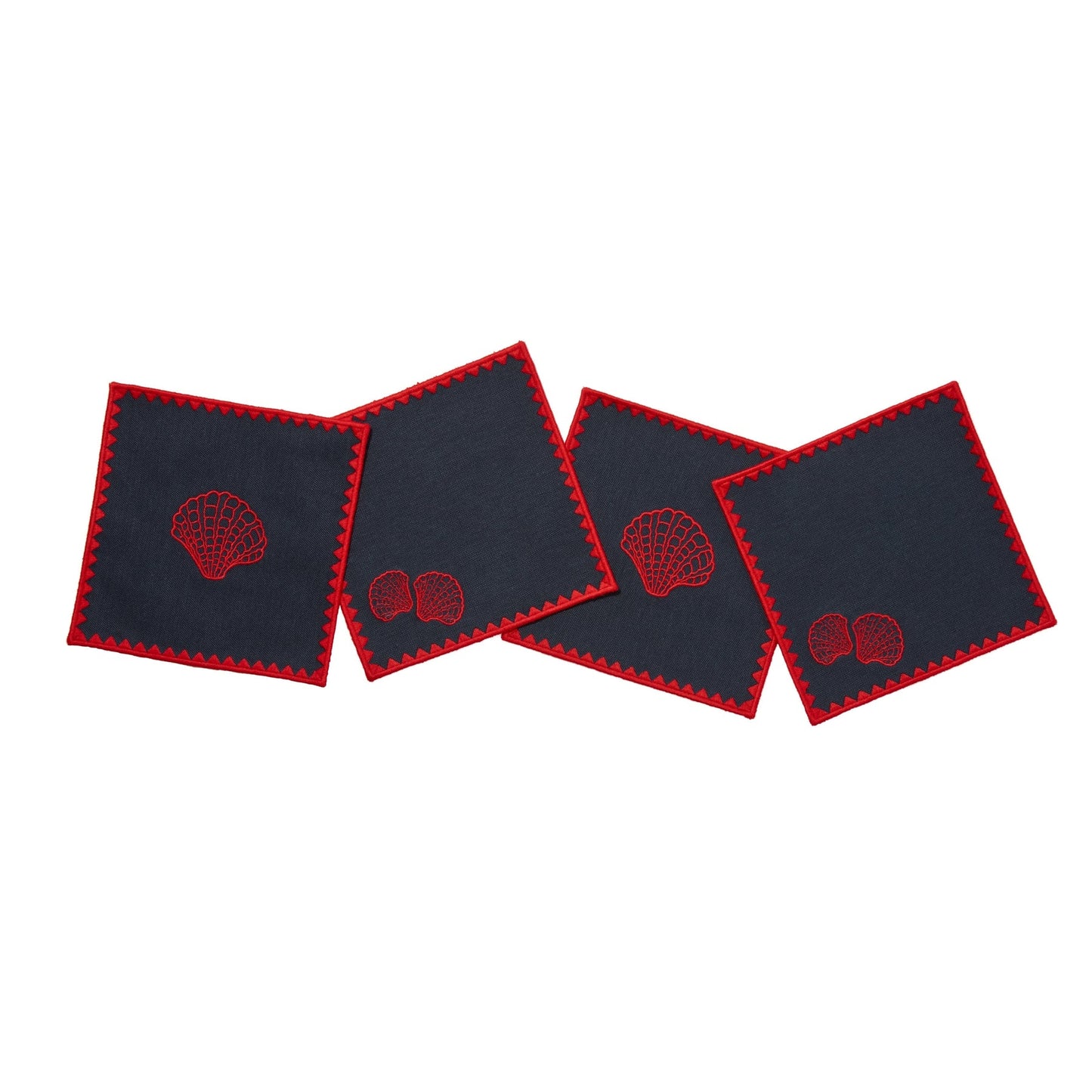 Cailini Coastal x Centre Pointe Aria Cocktail Napkins - Set of 4 in Midnight Blue & Poppy