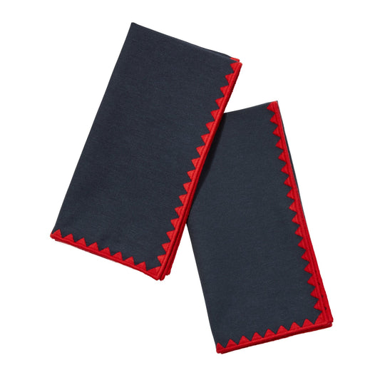 Cailini Coastal x Centre Pointe Isadora Dinner Napkin - Set of 2 in Midnight Blue & Poppy