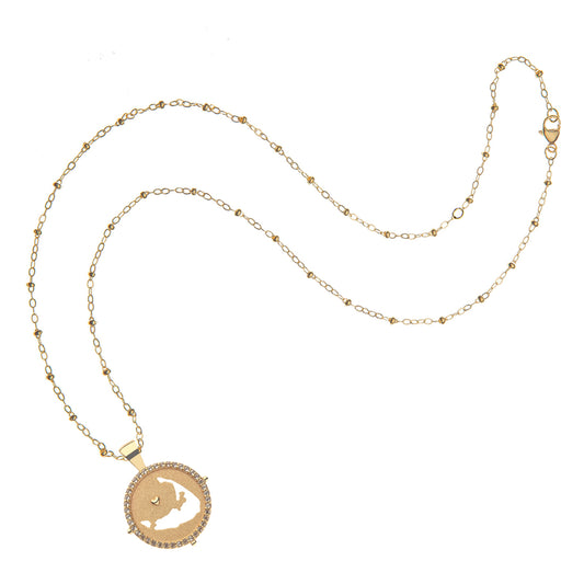 Nantucket Embellished Cutout Pendant Coin on 16-18" Satellite Chain