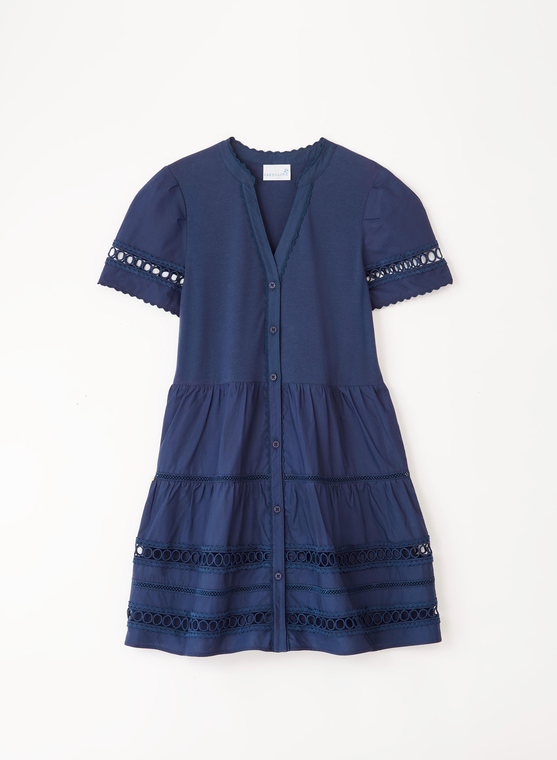 eleni mini dress Eleni Organza Gunda Tiered Mini Dress COBALT-MULTI / S by Sugarlips