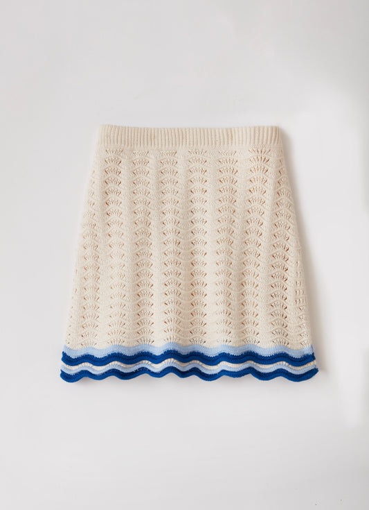 Lyra Mini Skirt-Indigo Wave/Ivory