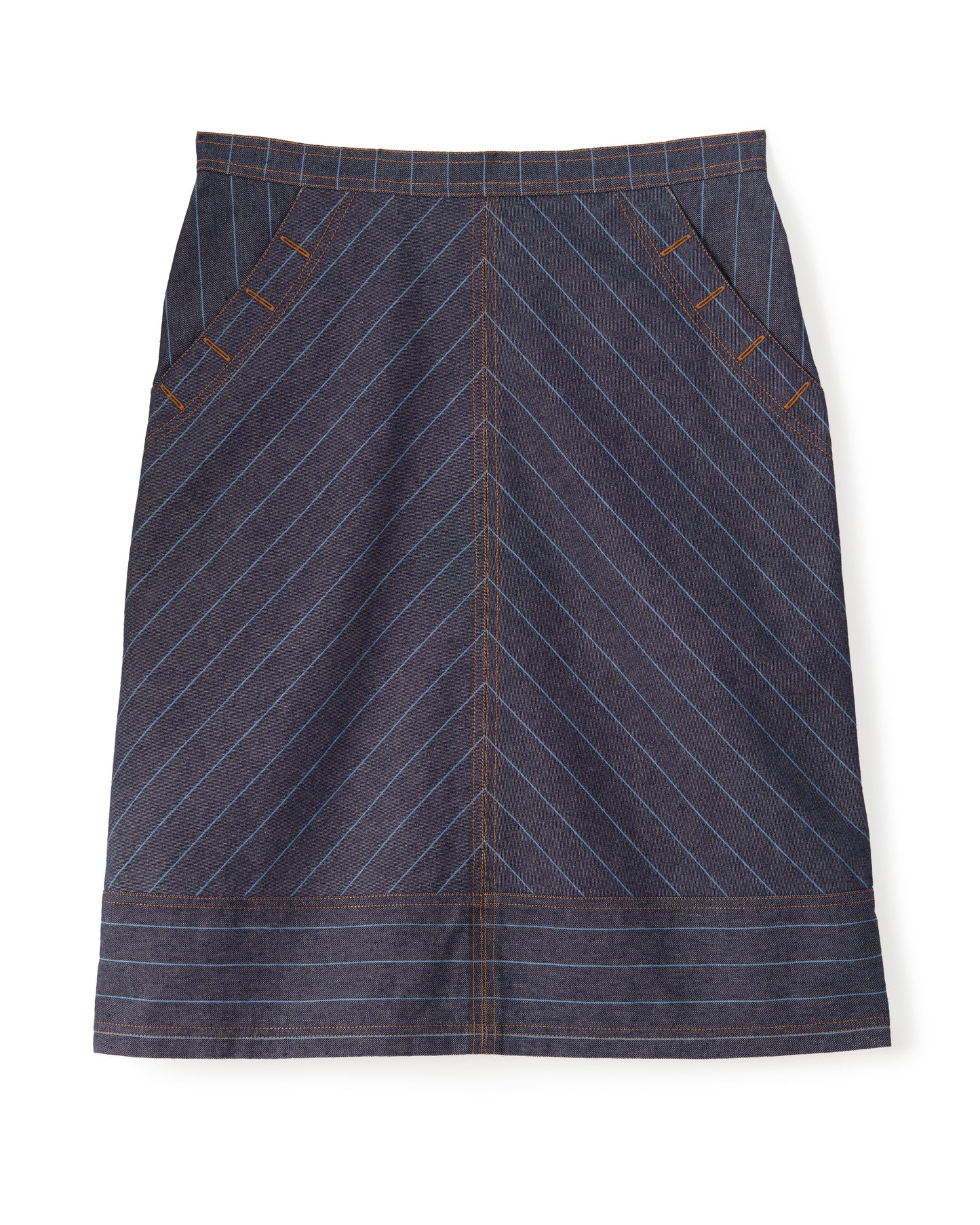 Elle Skirt-Denim Bluebell Stripe