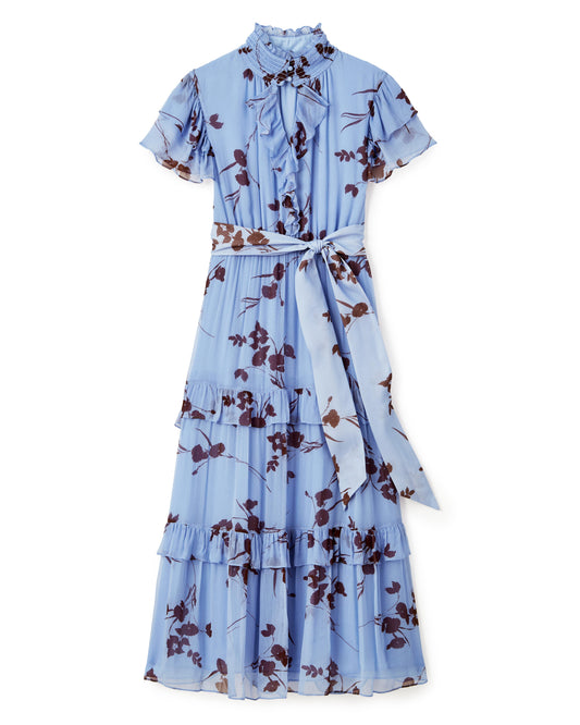 Lorelei Dress-Upstate Floral In Blue Mist