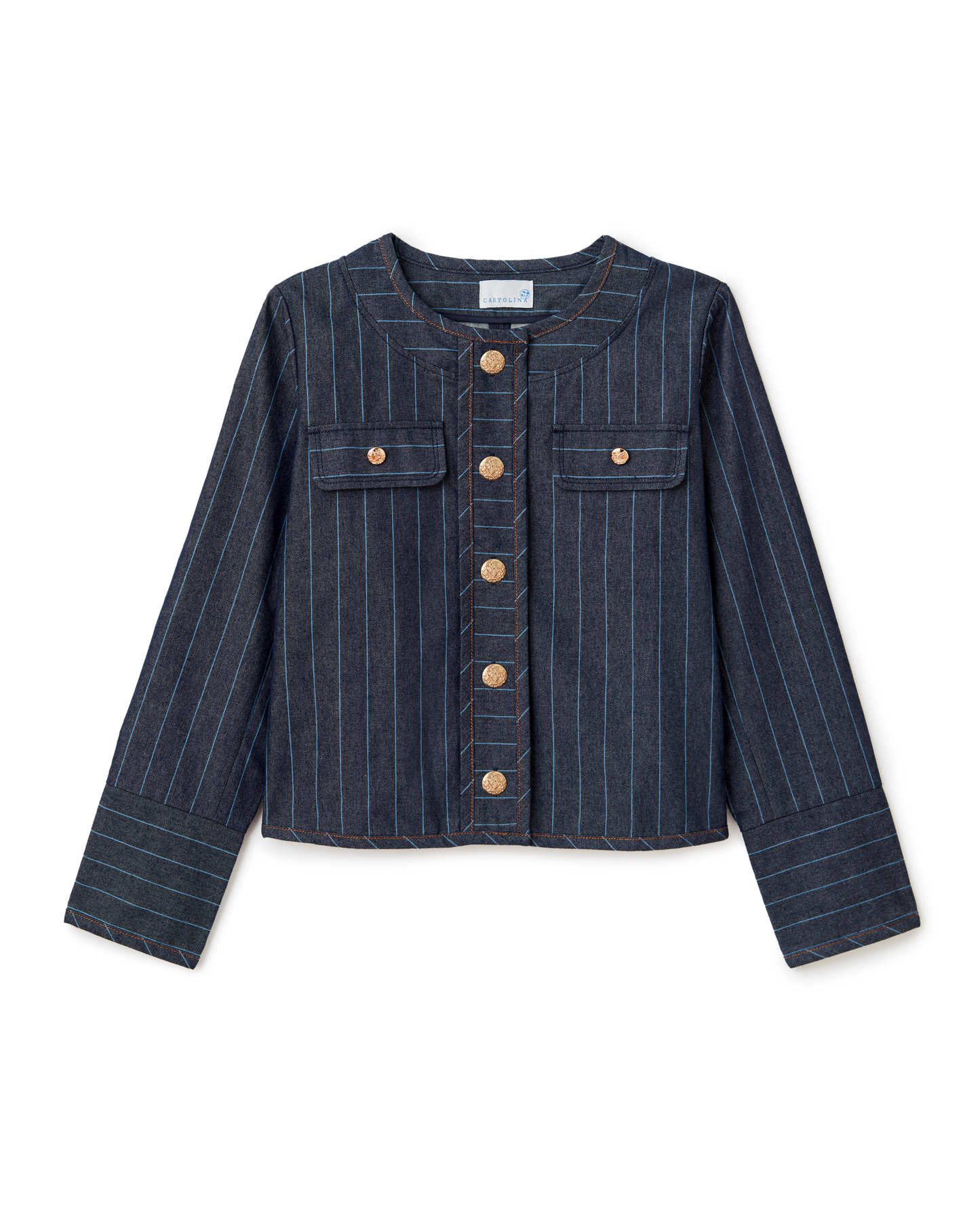 Renata Denim Jacket-Bluebell Stripe