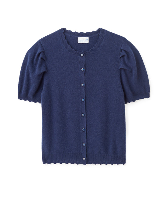 Lucy Puff Sleeve Cardigan-Midnight Blue