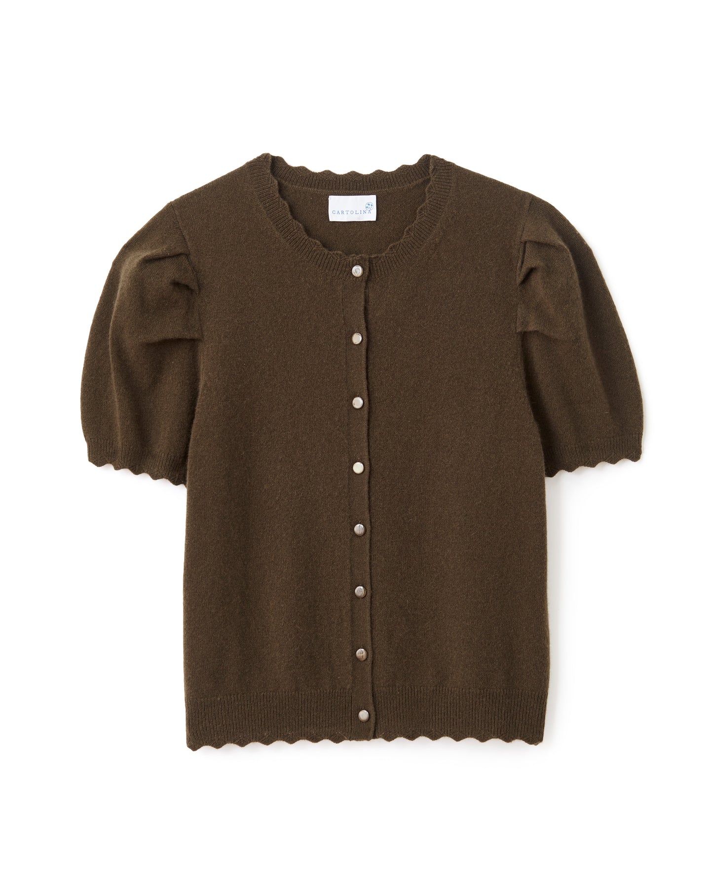 Lucy Puff Sleeve Cardigan-Olive
