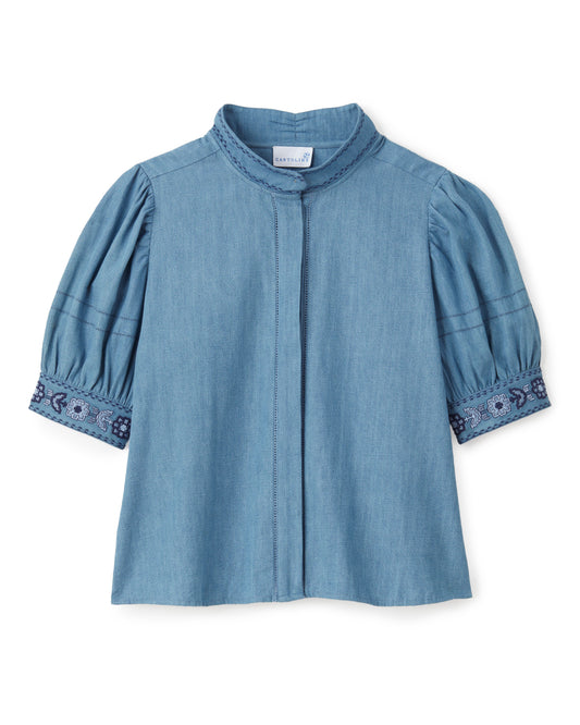 Peggy Blouse-Washed Blue Chambray