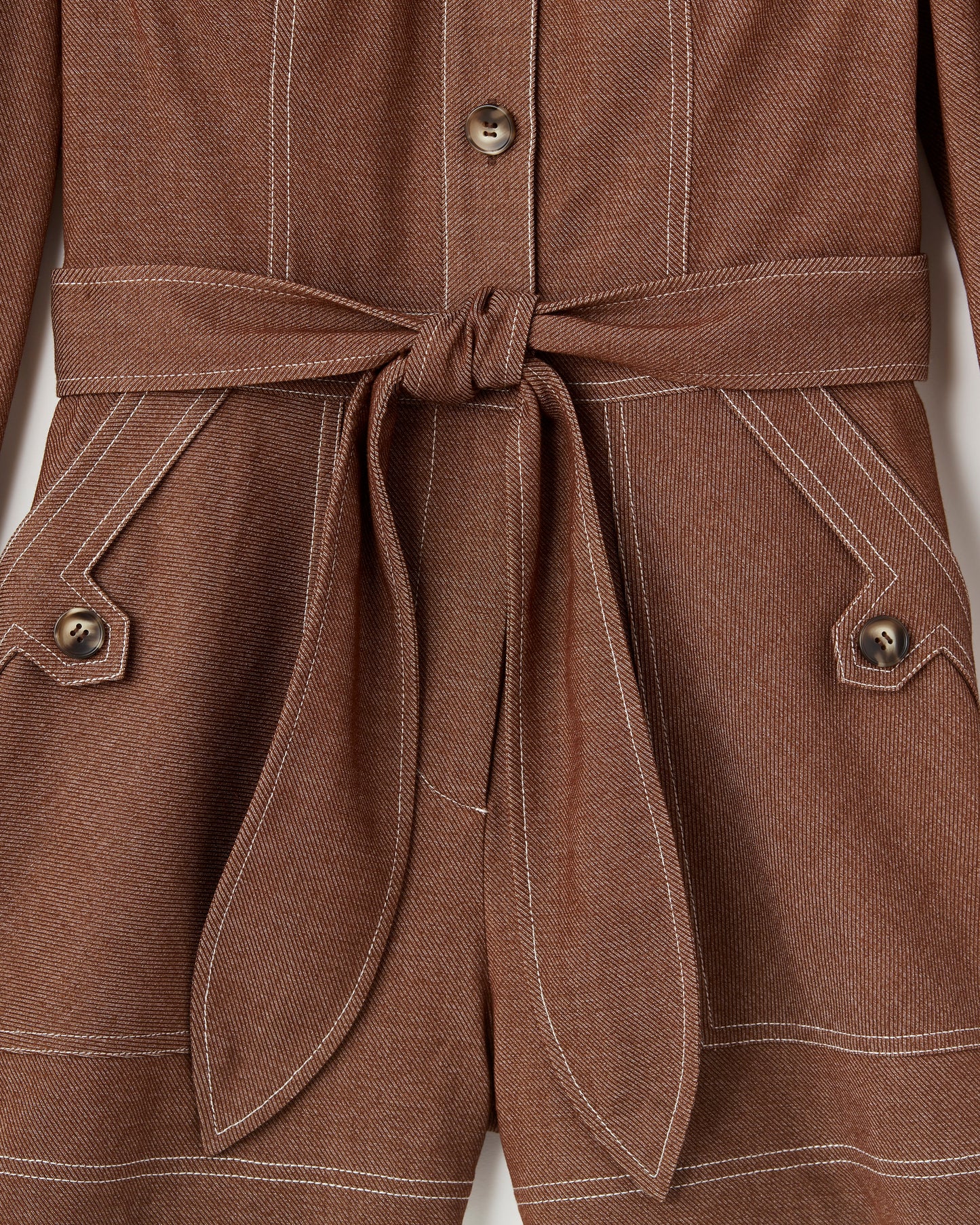Rachel Long Sleeve Romper-Mocha