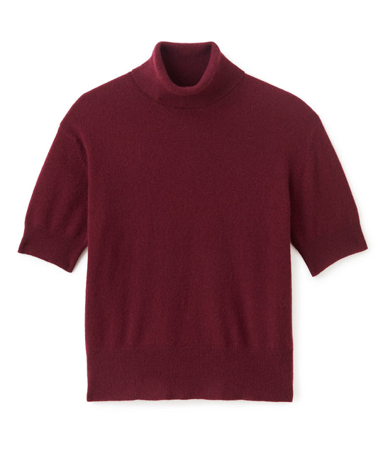 Belle Short Sleeve Turtleneck-Wine