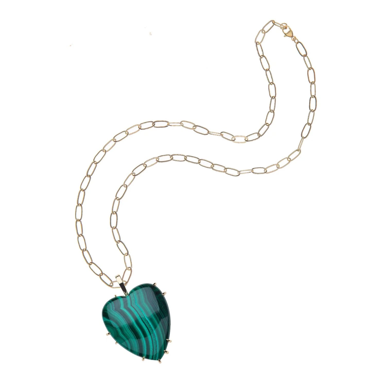 LOVE Carry Your Heart in Malachite on 18" Drawn Link Chain