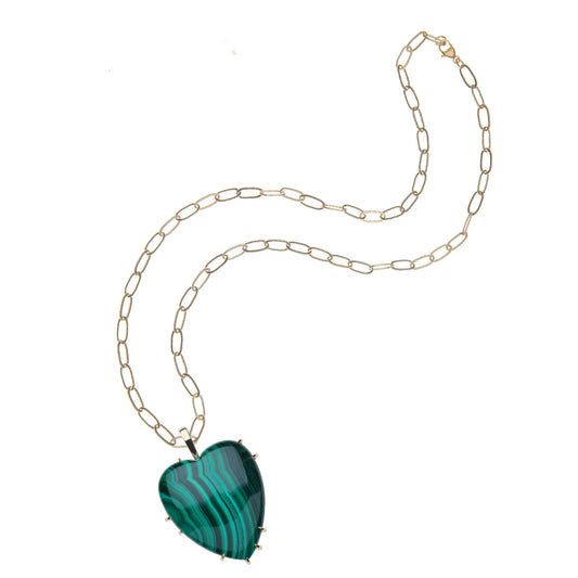 LOVE Carry Your Heart in Malachite on 18" Drawn Link Chain