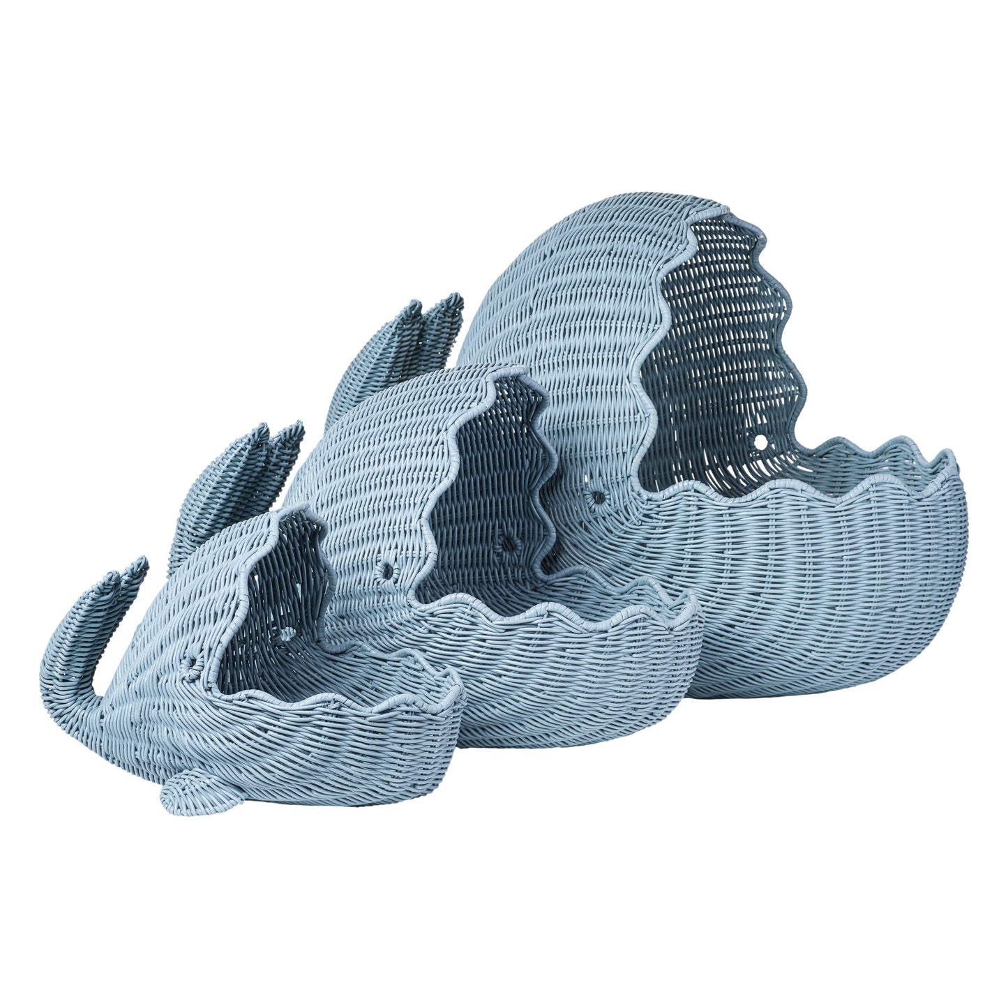 Blue Woven Whale Storage Baskets - Set of 3