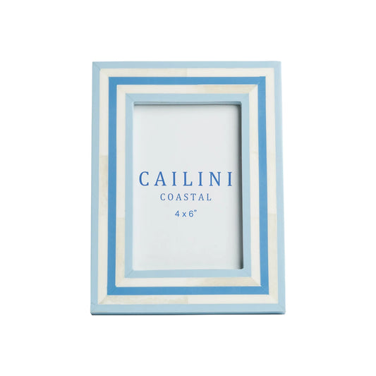 Nantucket Stripe Bone Photo Frame - 4" x 6"