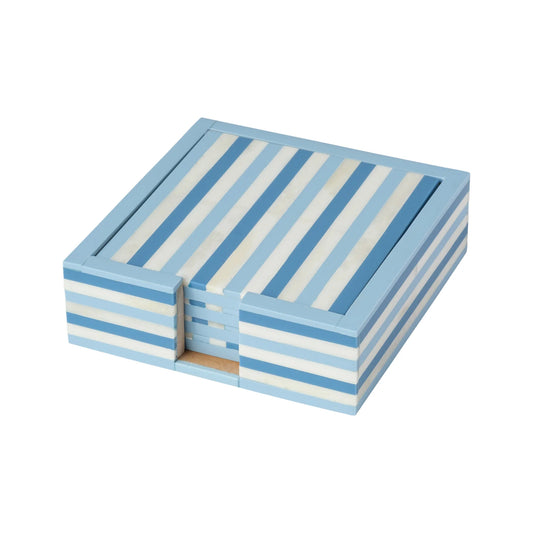 Nantucket Stripe Bone Coasters - Set of 4