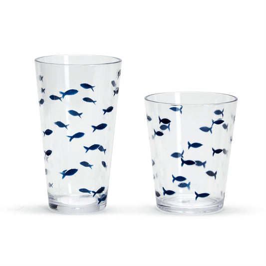 SM Blue Fish Acrylic Drinking Glasses - Set of 4