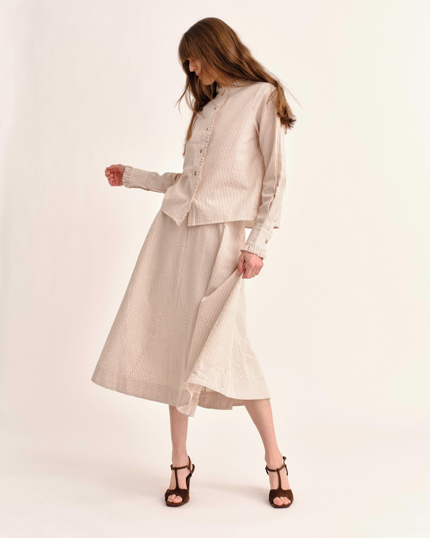 Percy Shirt-Camel Stripe