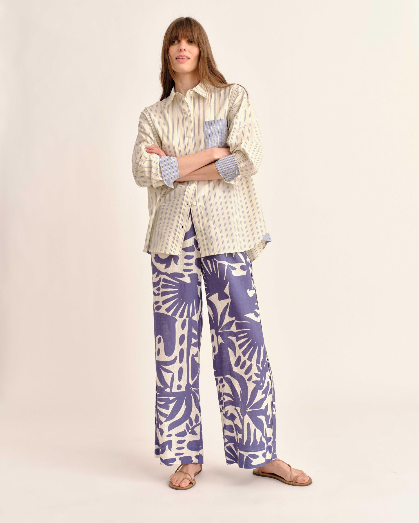 Mia Pant-Parrish Geo Print-Coastal Indigo