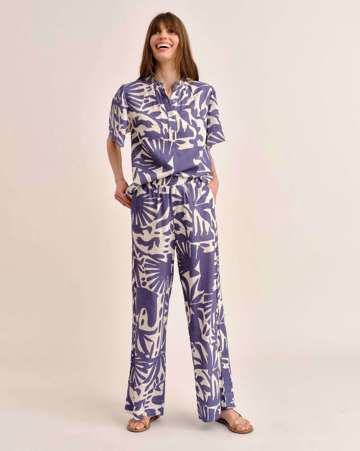 Mia Pant-Parrish Geo Print-Coastal Indigo
