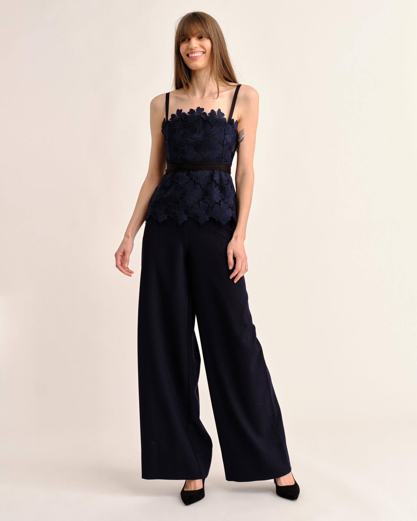 Romita Peplum Top-Midnight Blue