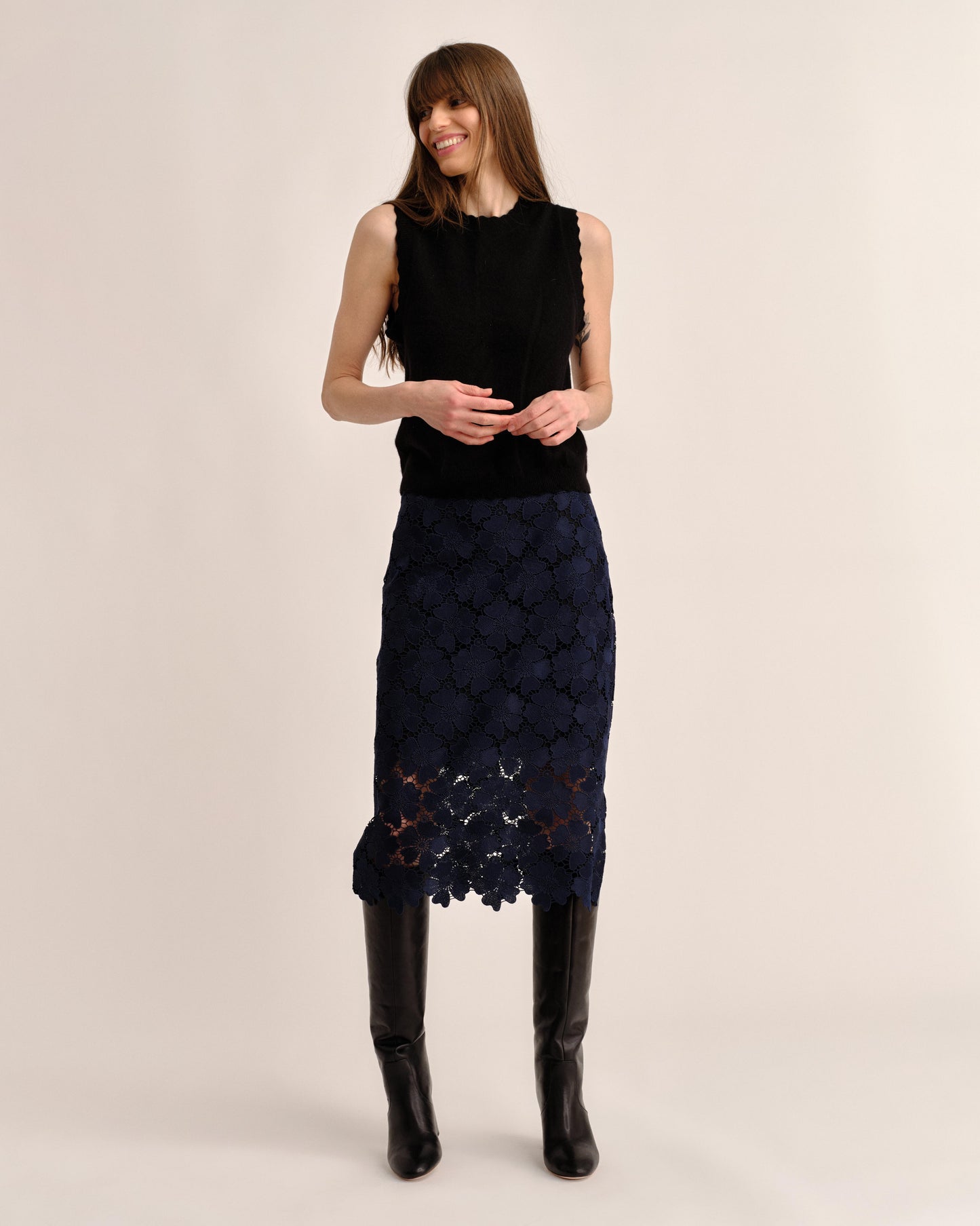 Mulberry Midi Skirt-Midnight Blue