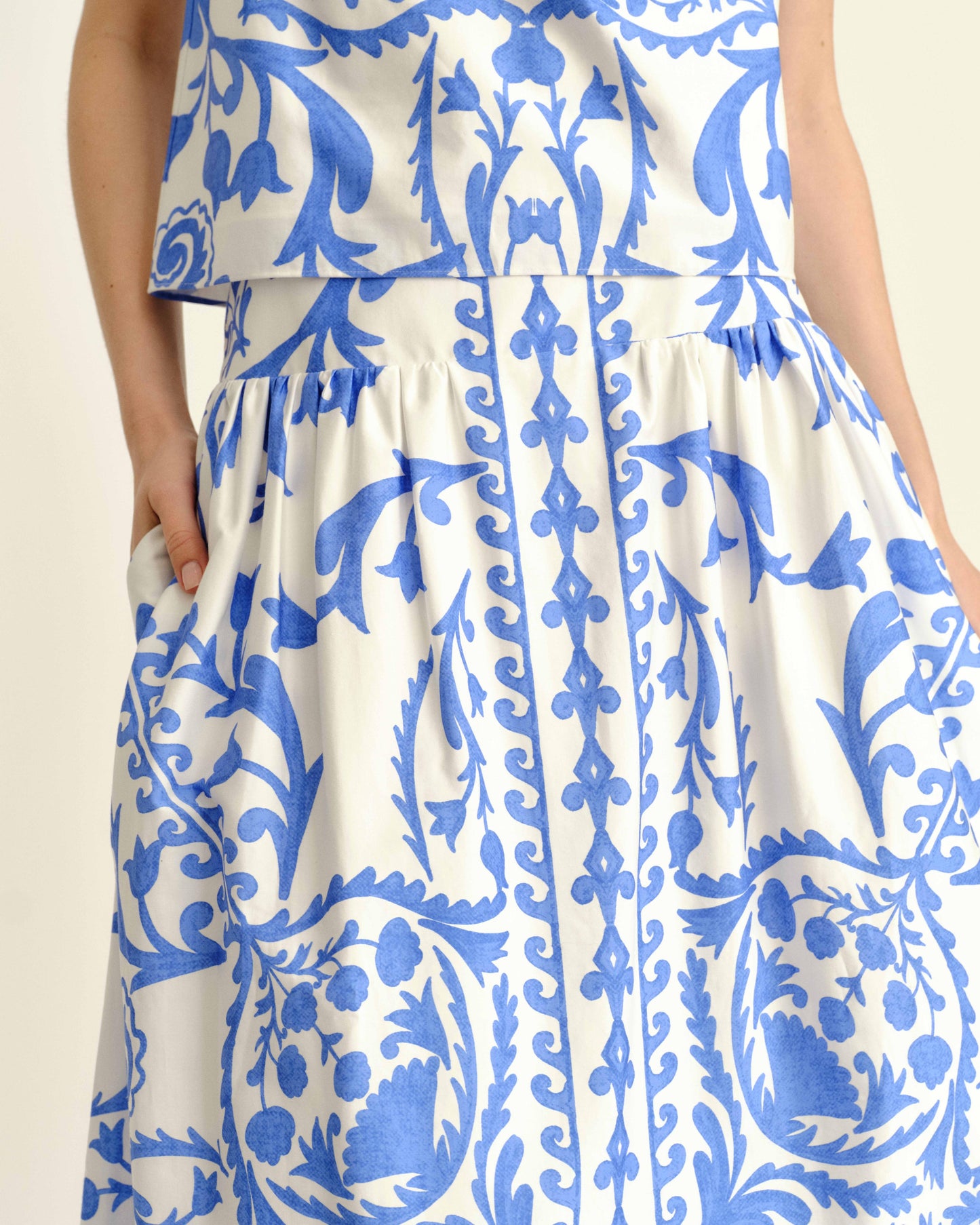 Georgia Skirt-Faraway Print-Provence Blue