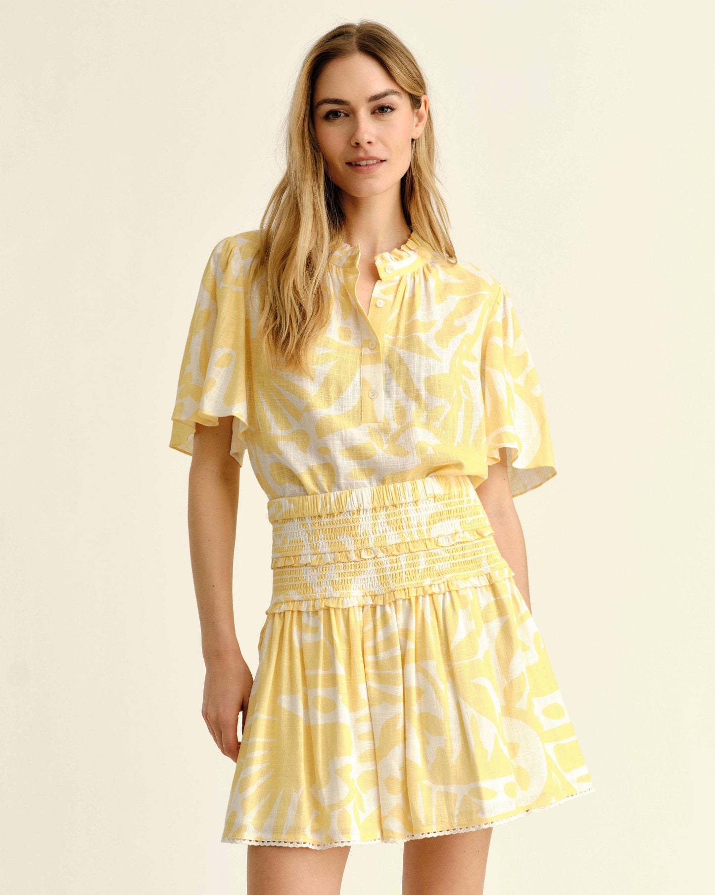 Kylie Mini Skirt-Parrish Geo Print-Banana