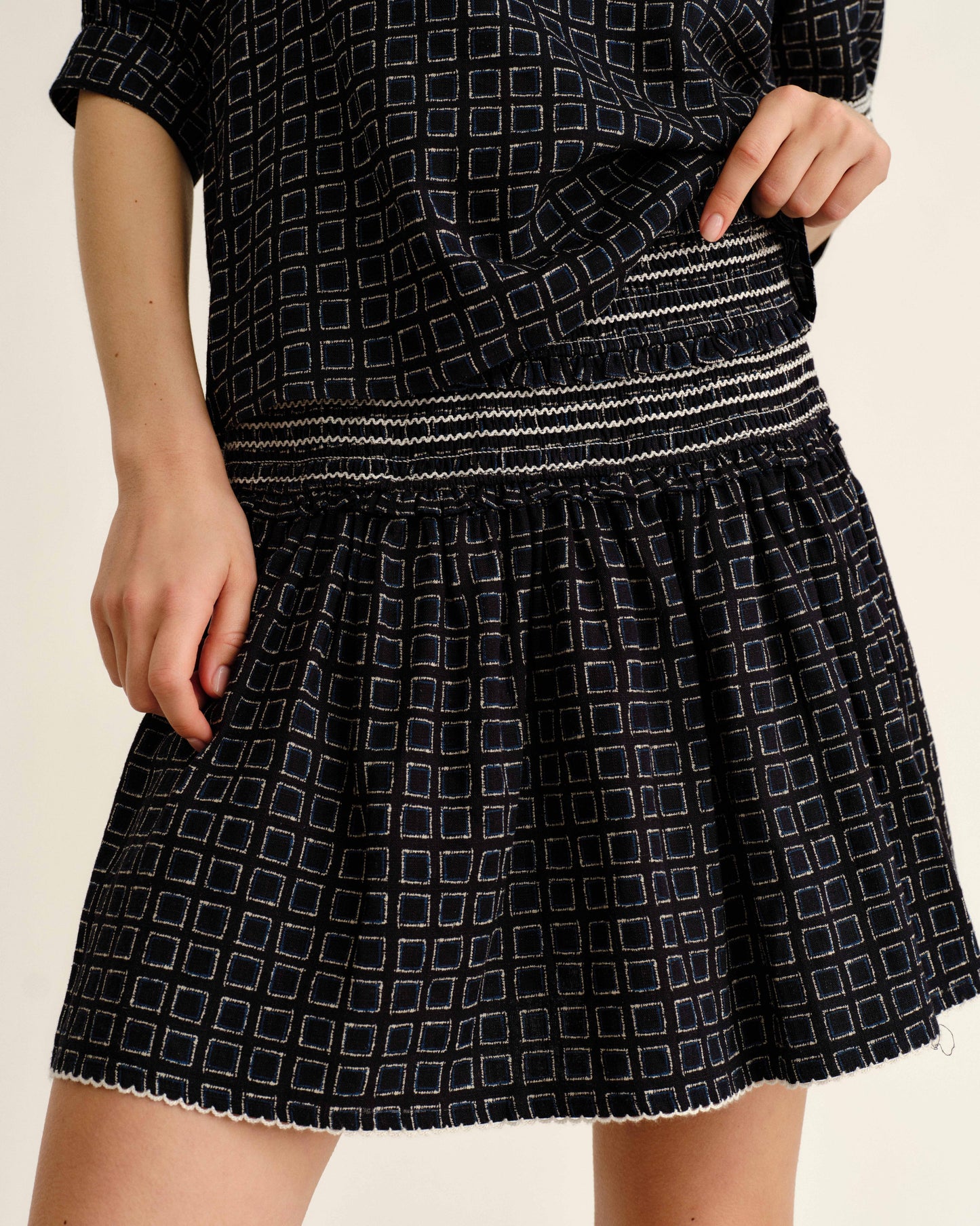 Kylie Mini Skirt-Seaglass Print-Midnight Blue